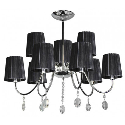Lampa wisząca chrom/czarna z kryształkami 9x40W Sorento Candellux 39-38074