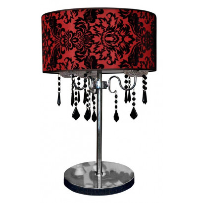 Lampa stołowa czerwona czarna welur Astor 43-80540