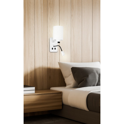 Kinkiet biały hotelowy z lampką do czytania LED Magnum Candellux 21-75673