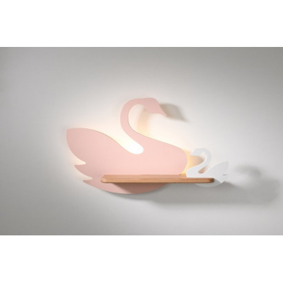 Kinkiet LED 5W dla dziecka różowo-biały łabędź Swan półeczka Candellux kids 21-75598