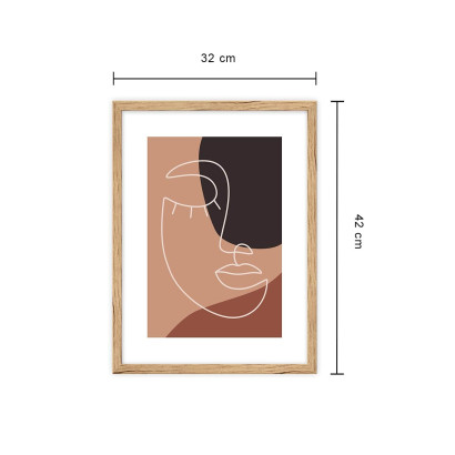 Obraz abstrakcja w ramie - twarz one line 32x42 cm : Rozmiar - 32x42 cm