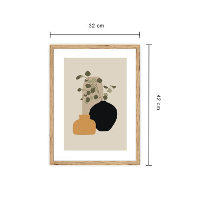 Obraz liście i wazony 32x42 cm : Rozmiar - 32x42 cm